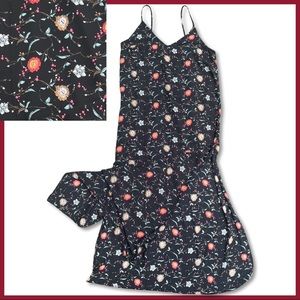 Black and Floral Long Dress